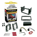 Car stereo installation kit with black double/single DIN dash kit frame and accessories
