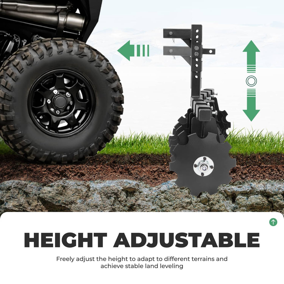 Adjustable receiver disc plow harrow with curved disc blades and mounting arm