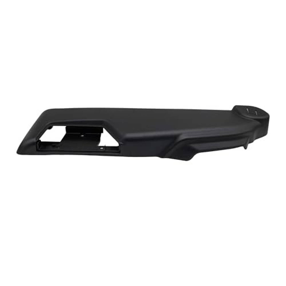 Black front right power seat switch trim bezel panel housing with rectangular cutout