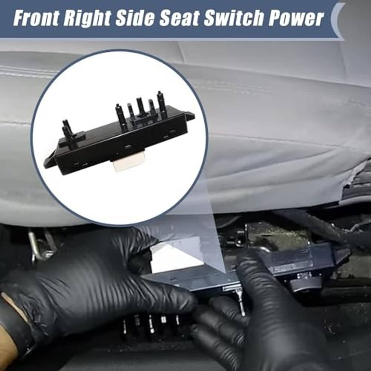 Black power seat switch board with multiple raised posts and pin connectors