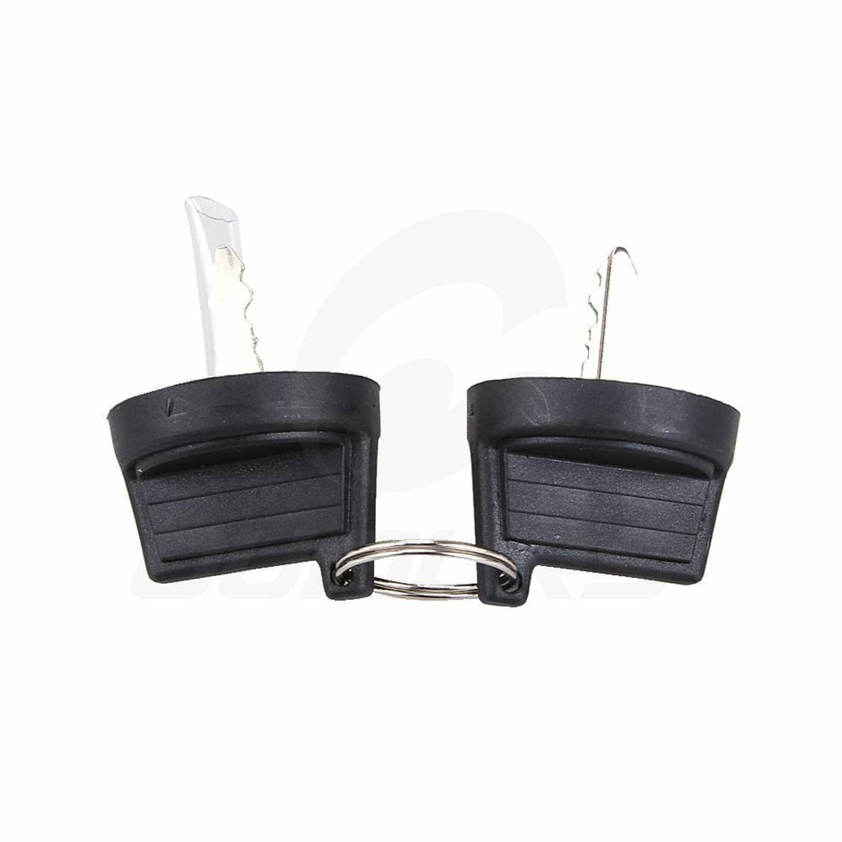 Pair of black ignition switch key blanks with metal key shafts