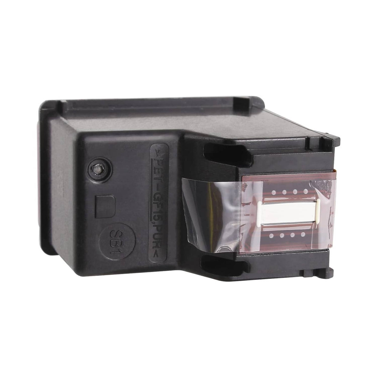 Black printhead cartridge with exposed contacts and a red ink strip module
