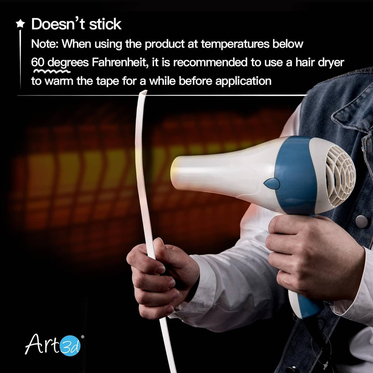White vinyl trim tape warmed with a hair dryer before applying to corners