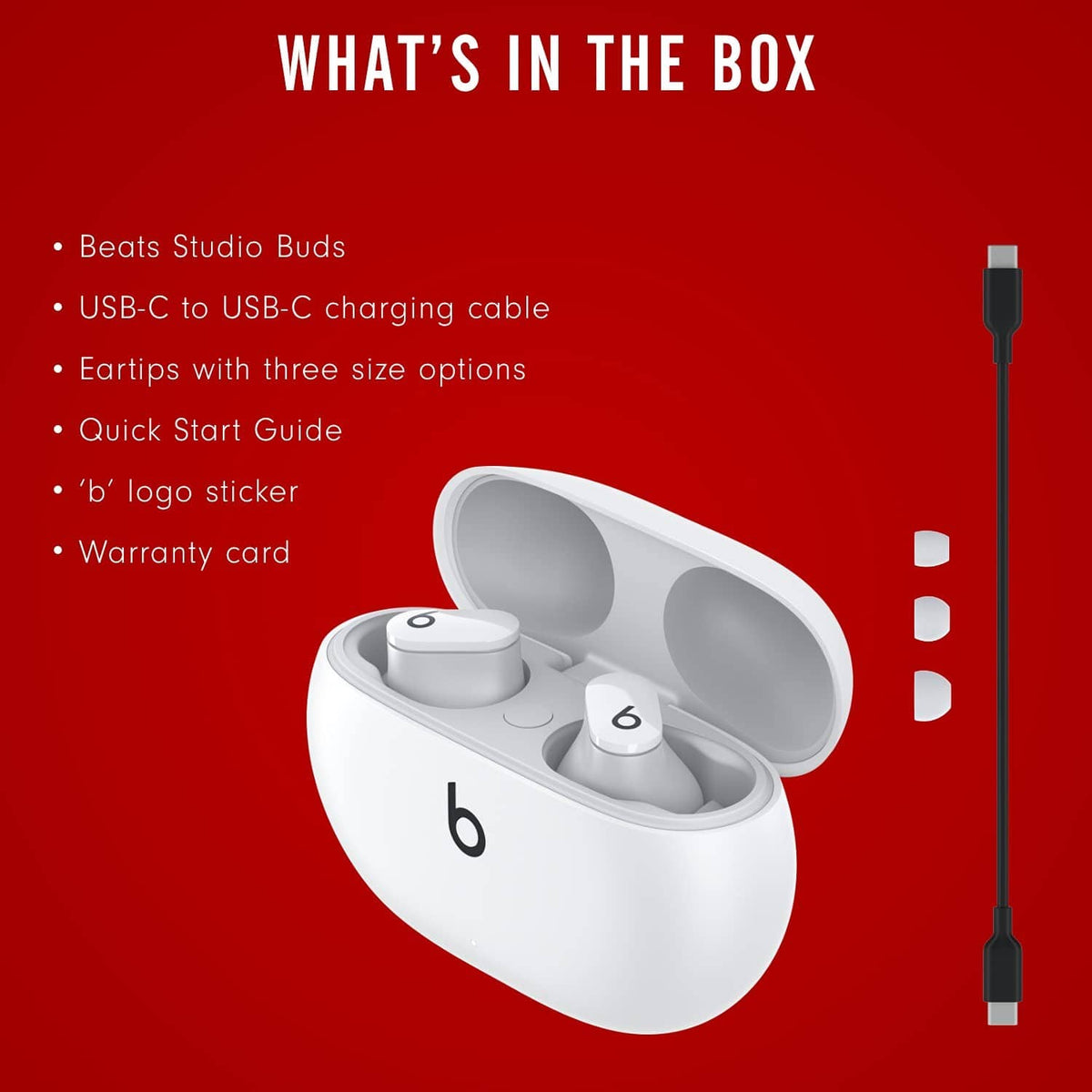 RivetOak Beats Studio Buds - True Wireless Noise Cancelling Earbuds - One Size, White