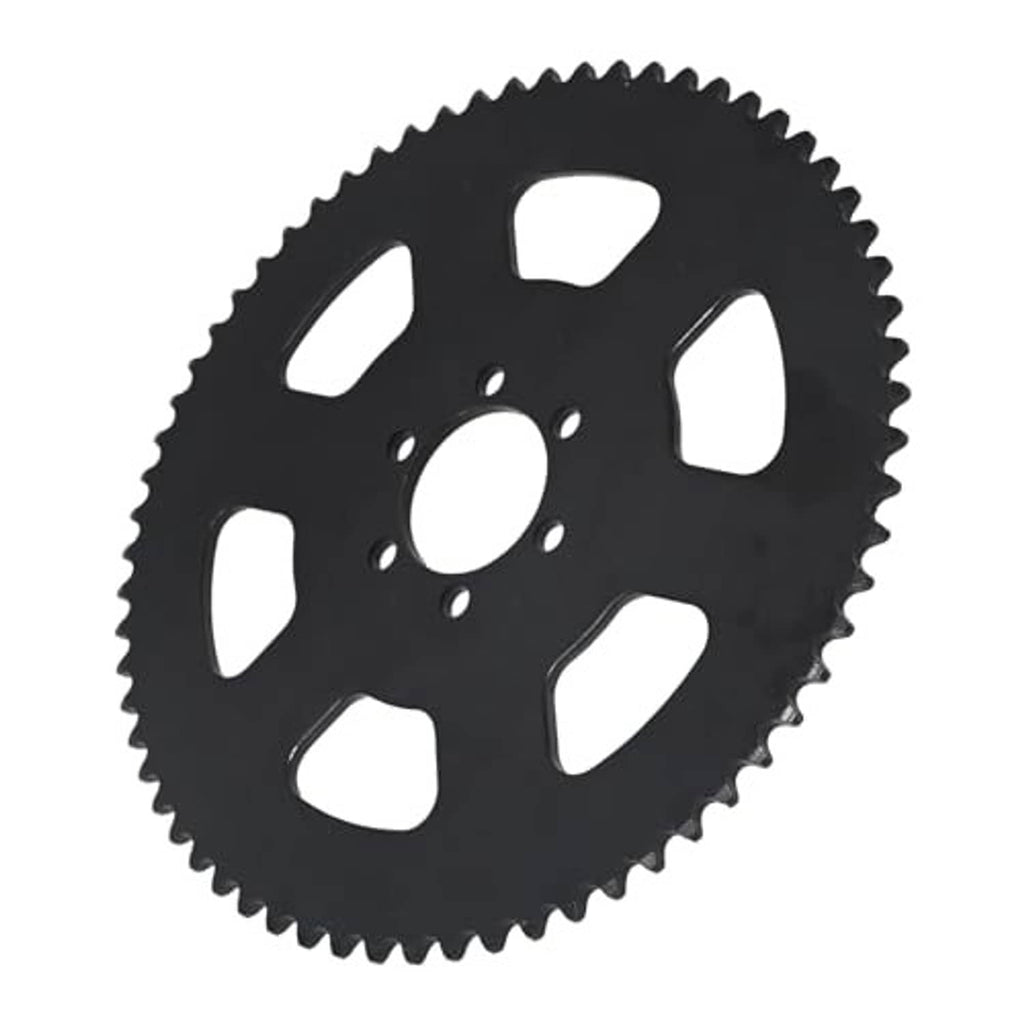 Black 65-tooth rear sprocket gear with five large cutouts and center hub holes