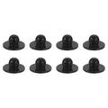 Set of 8 black ridged rubber feet with 1/4 in hole stems