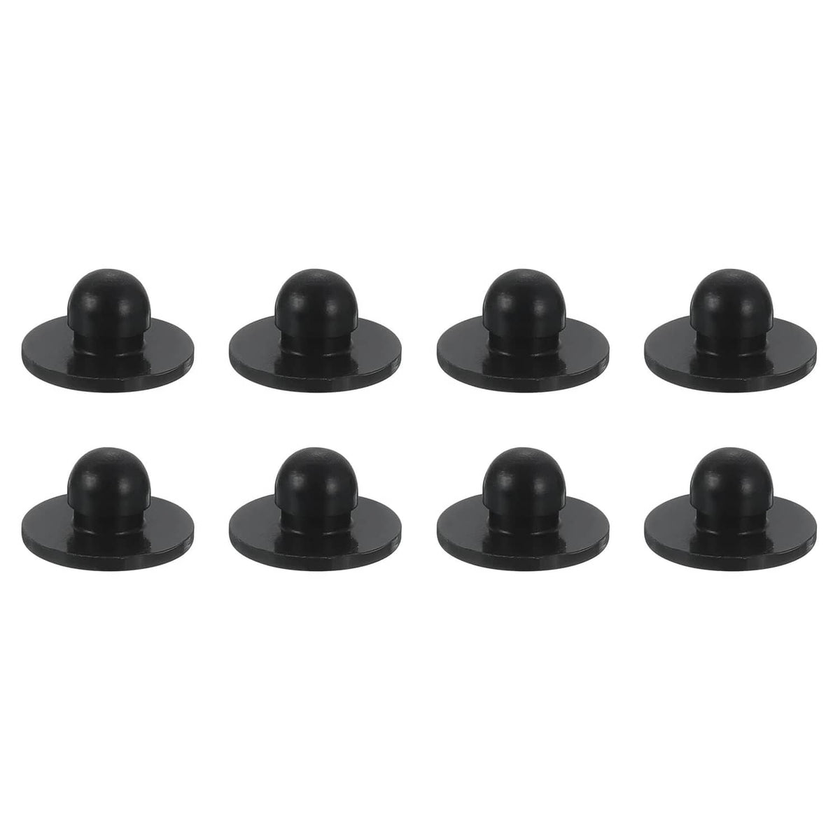 Set of 8 black ridged rubber feet with 1/4 in hole stems