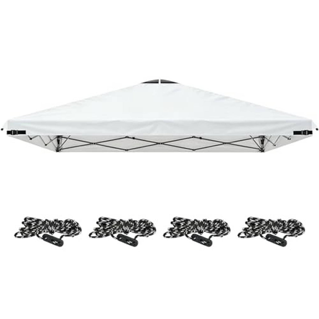 White waterproof canopy replacement top with tent-style fabric and corner ropes