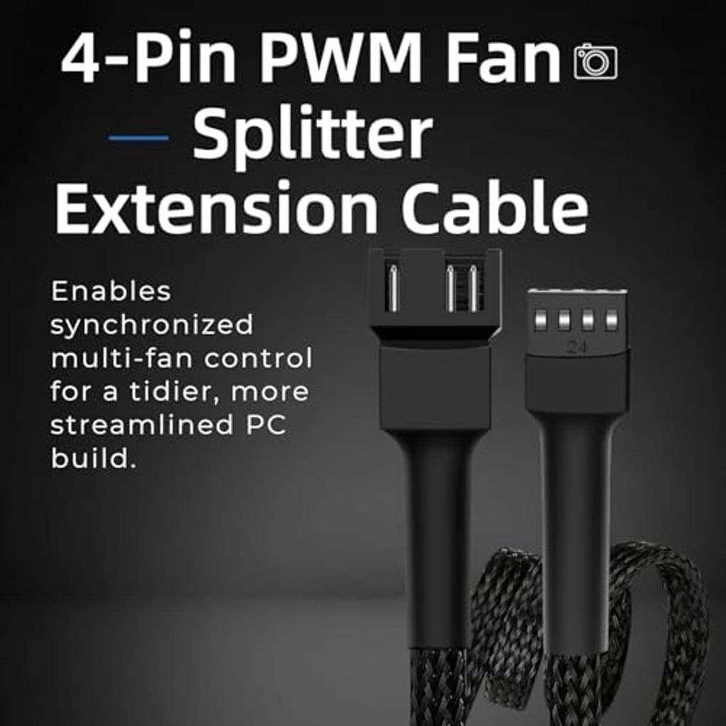 4-pin PWM fan splitter extension cable with four black 4-pin fan connectors