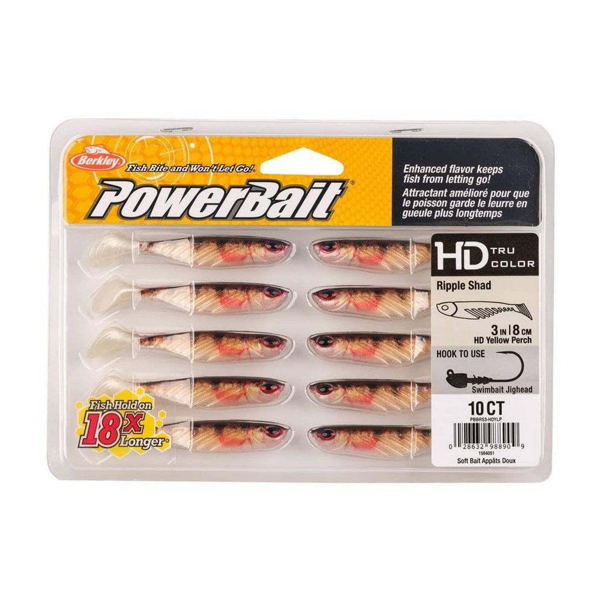 Berkley PowerBait HD Tru Color Ripple Shad soft bait blister pack, 10 ct