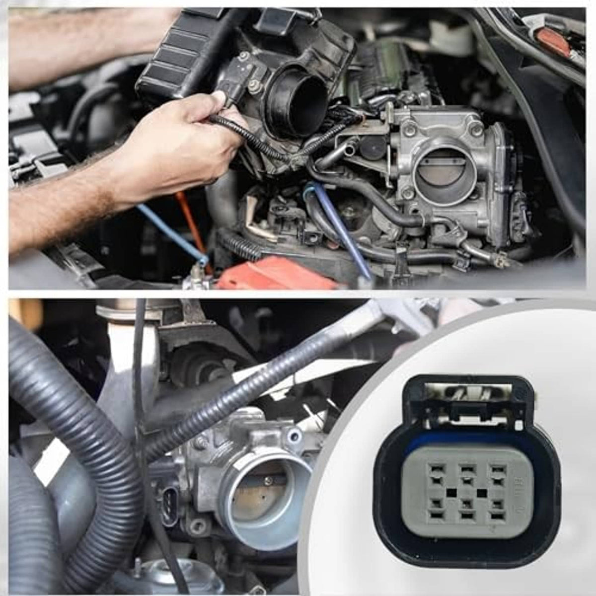 Throttle body connector pigtail attached near engine throttle body