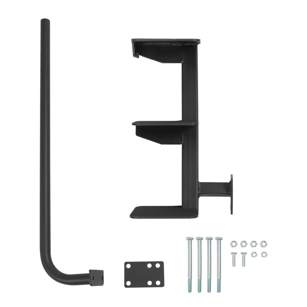 3-step boat trailer ladder with handle, black metal frame and mounting hardware
