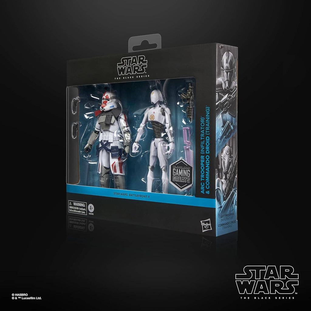Star Wars Black Series ARC Trooper and Commando Droid action figure box with figures inside