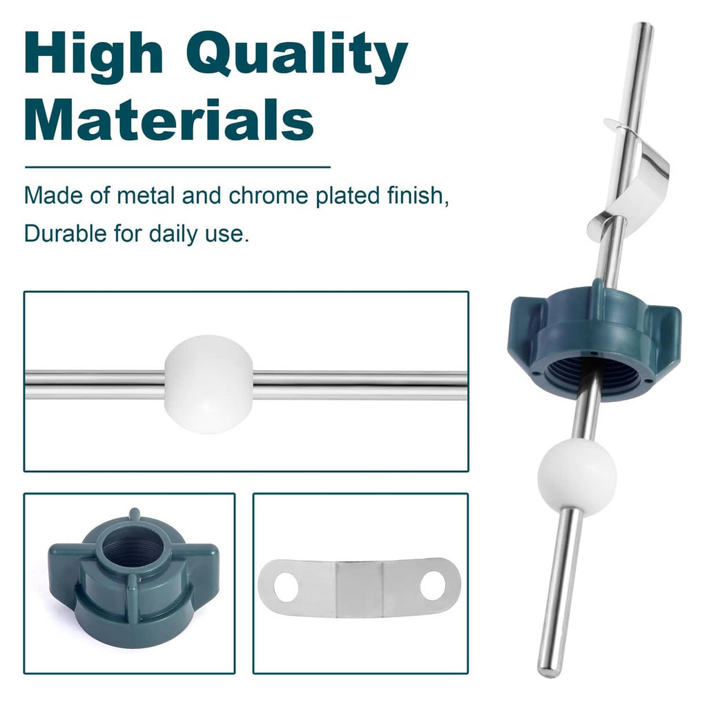 Chrome plated pop-up drain linkage kit with blue clip and white ball