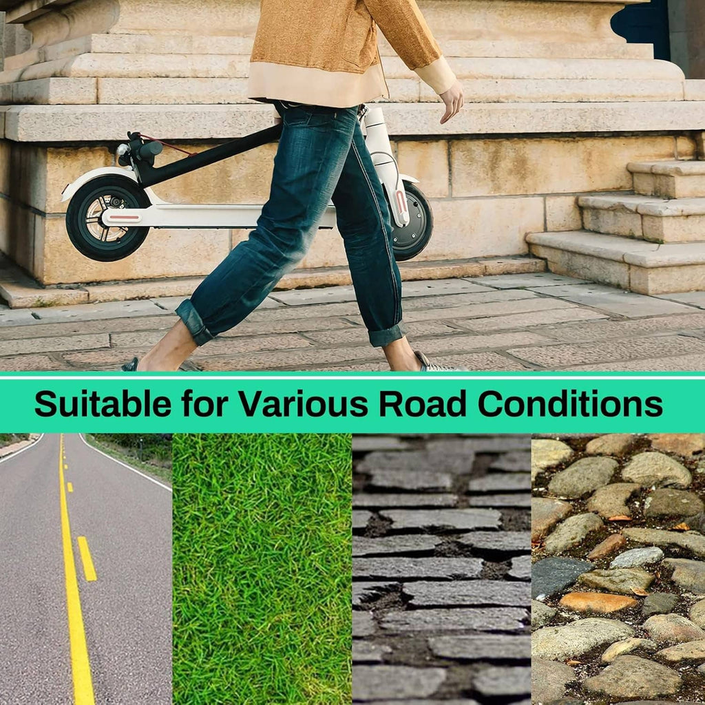 Black pneumatic scooter tire with inner tube for road riding
