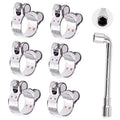 Stainless steel T-bolt hose clamp set with multiple clamps and hex drive bolt