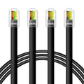 Black 4P4C telephone handset cables with RJ9 straight connectors, 2-pack bundle