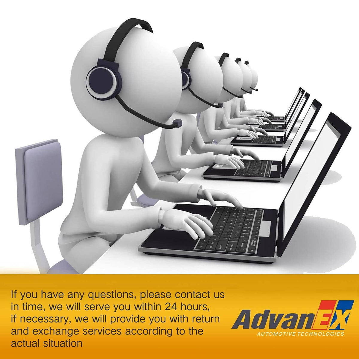 AdvanEX customer support technician illustration at computer with headset