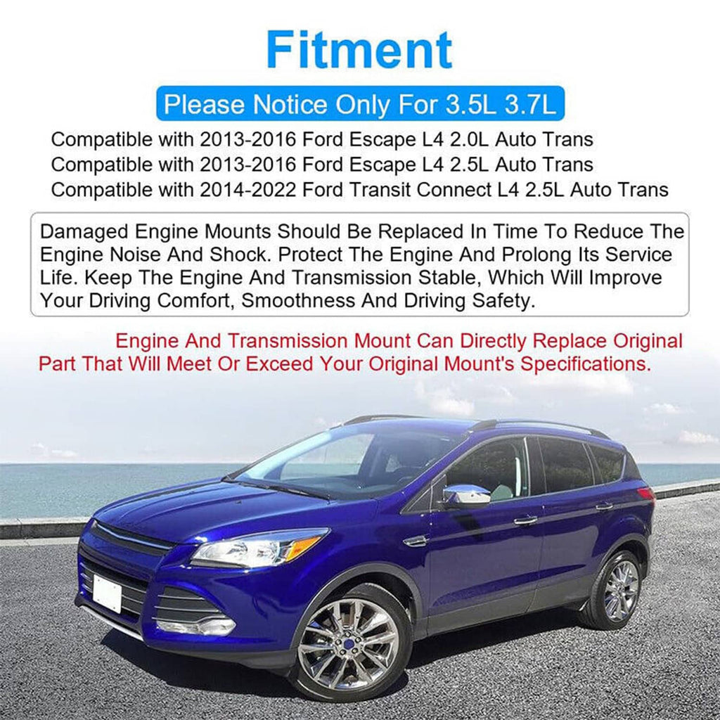 Vehicle engine and transmission mount set for replacement with three metal-and-rubber parts