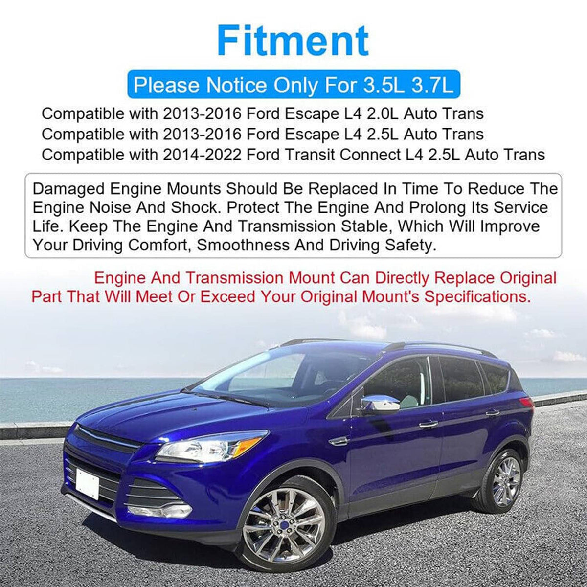Vehicle engine and transmission mount set for replacement with three metal-and-rubber parts