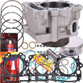 Engine cylinder gasket and piston kit with cylinder, piston, rings, and gasket set
