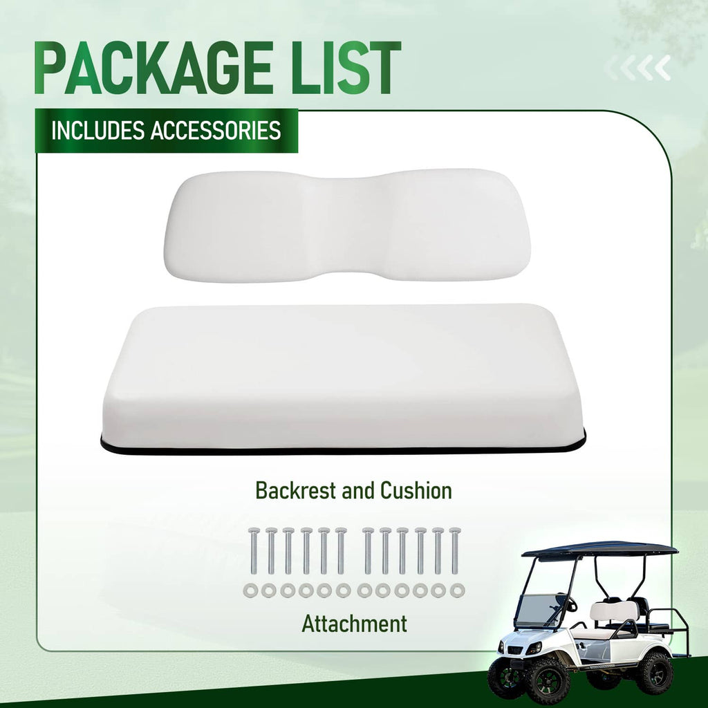 White seat backrest and cushion bundle with screws and washers