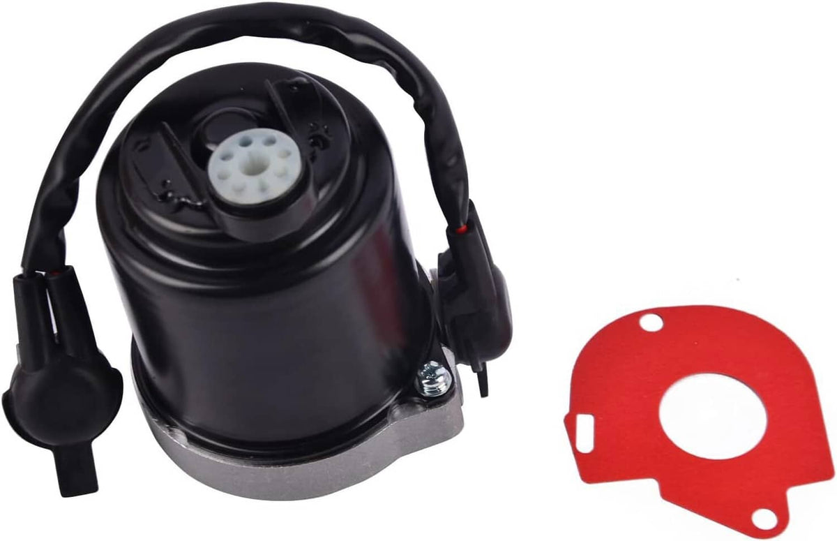 Brake booster pump motor with black housing and red mounting gasket