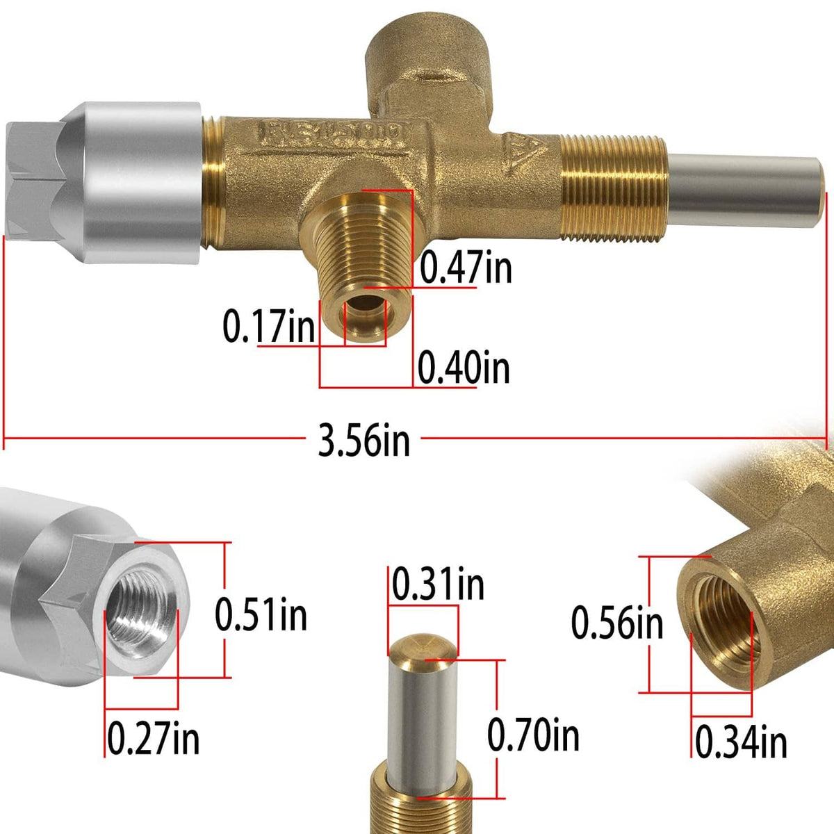 Thermocouple interrupter connector with brass fittings and metal extension tubes