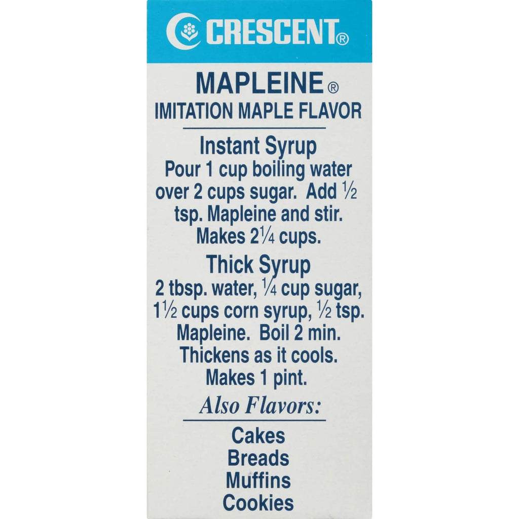 Crescent Mapleine imitation maple flavor instant syrup box front label