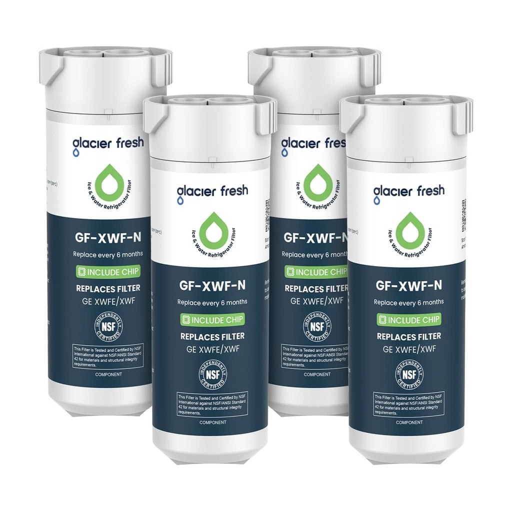 Water refrigerator filter cartridge 4-pack with built-in chip, white