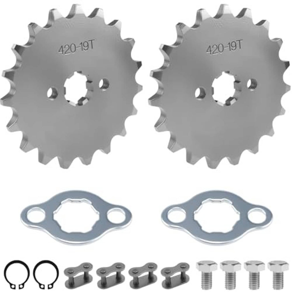 420-19T motorcycle sprocket 2-pack with hardware: chain adapter ring and bolts