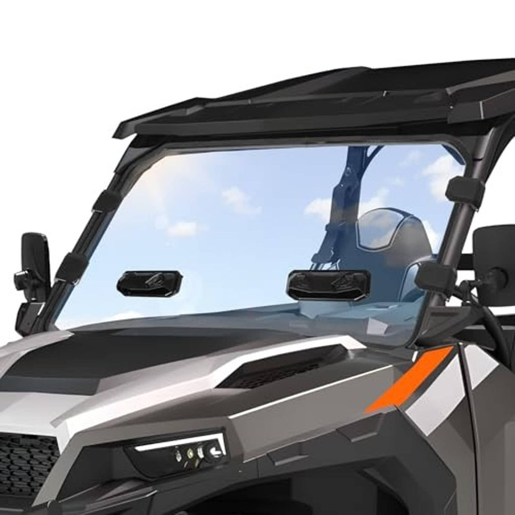 Vented windshield top with center vent grille and side support brackets
