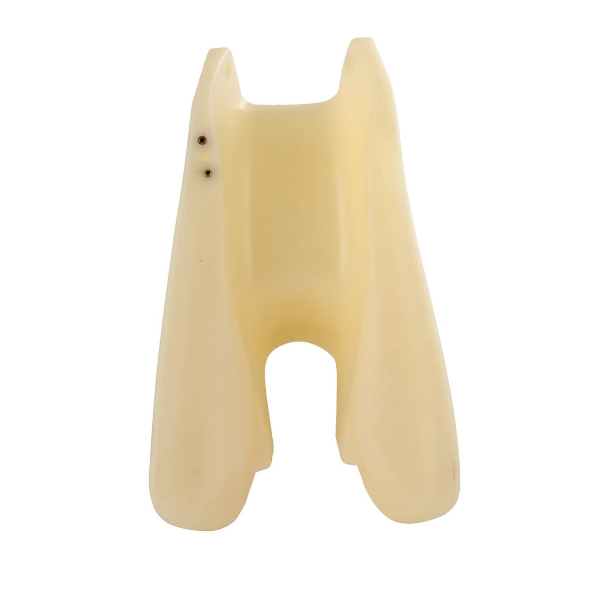 Beige plastic fuel tank panel with mounting holes and cutout opening