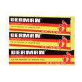Derman antifungal cream for athlete's foot, three-pack box with red and yellow labels.