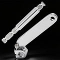 Chrome shifter shift rod lever and shaft with mounting end, polished metal finish