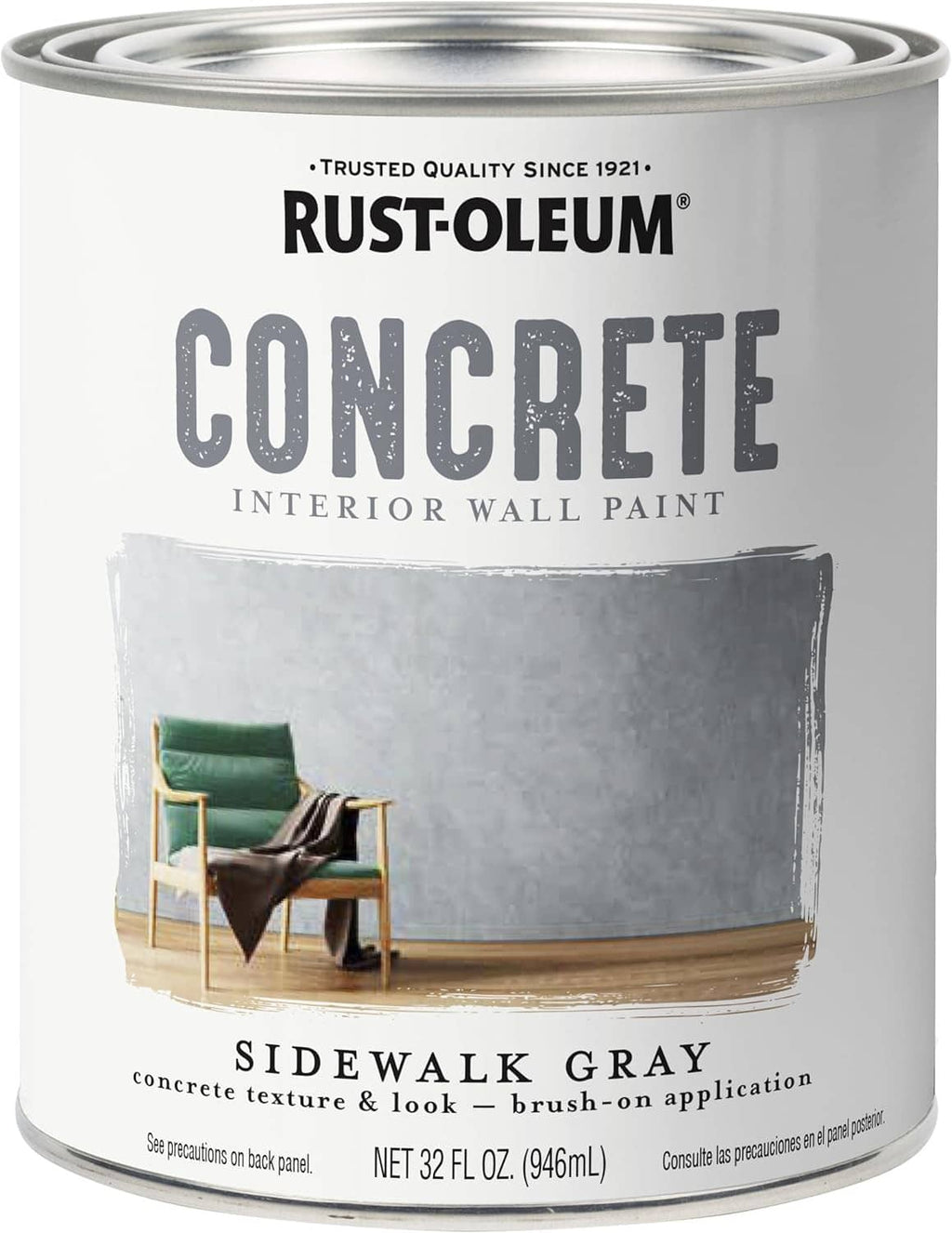 Rust-Oleum Concrete interior wall paint can, Sidewalk Gray, concrete texture