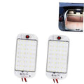 Pair of clear rectangular LED cab dome lights with yellow LED array and red switch, wired