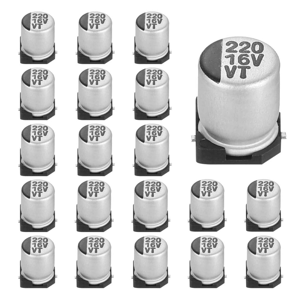 MECCANIXITY 220uF 16V aluminum electrolytic capacitors, low-profile, multiple units