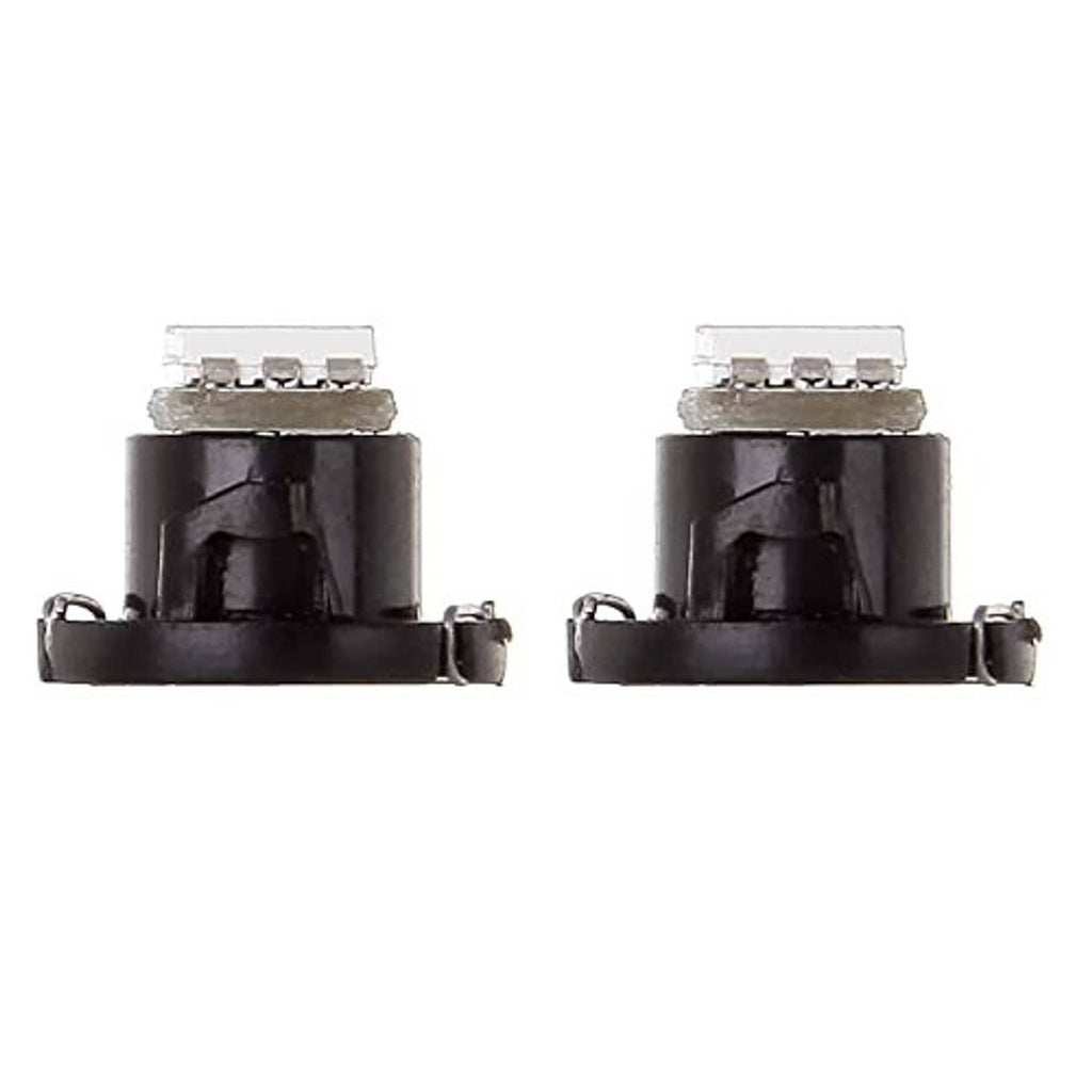 Side view of two black T4.7 neo-wedge LED bulbs with metal contact pins