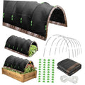 Plant shade cloth tunnel covers with hoop frames and green clips (set of six)