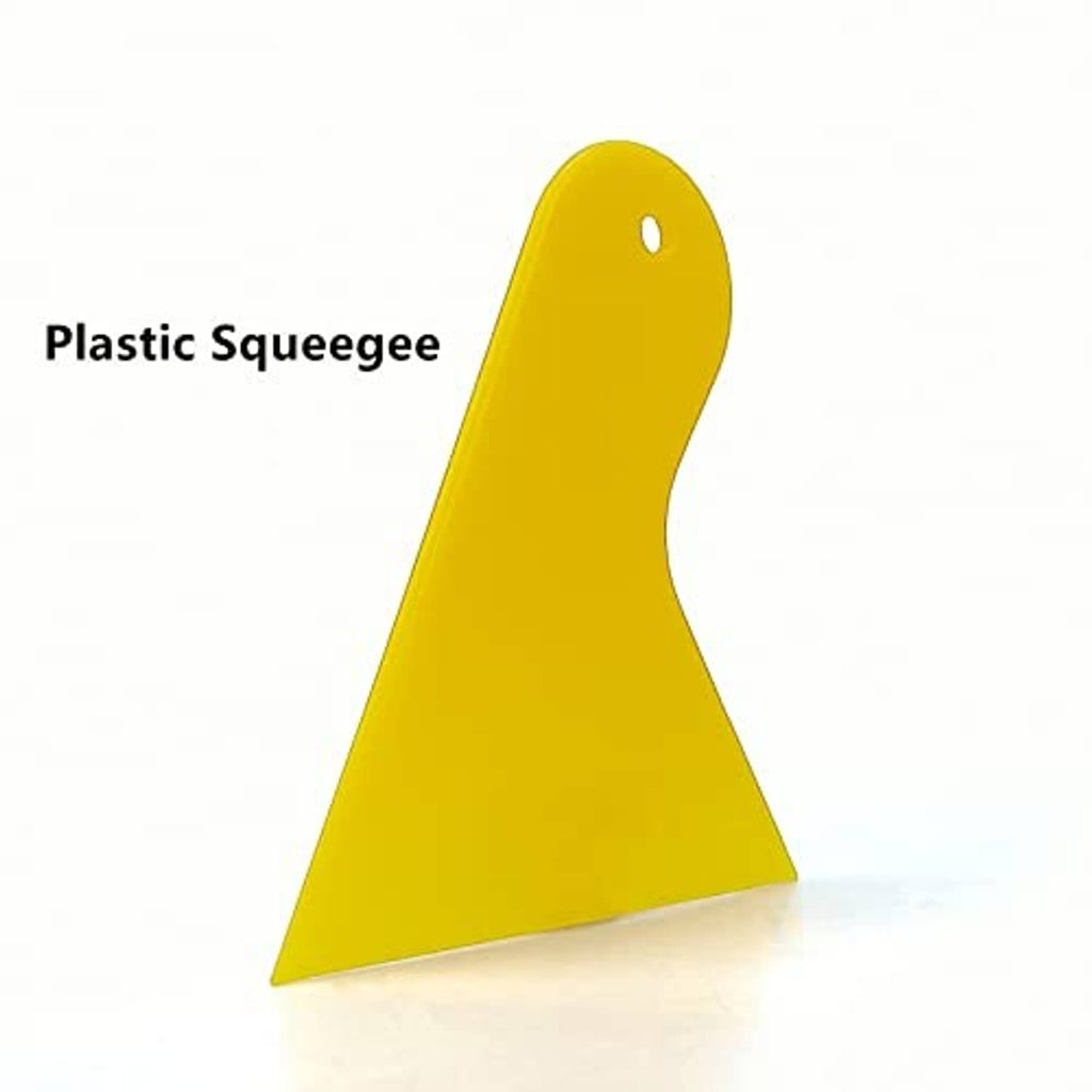 Plastic squeegee tool in yellow for applying automotive vinyl tint film