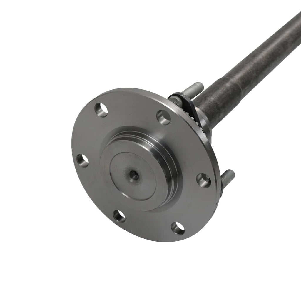Rear axle shaft with wheel hub flange and bearing