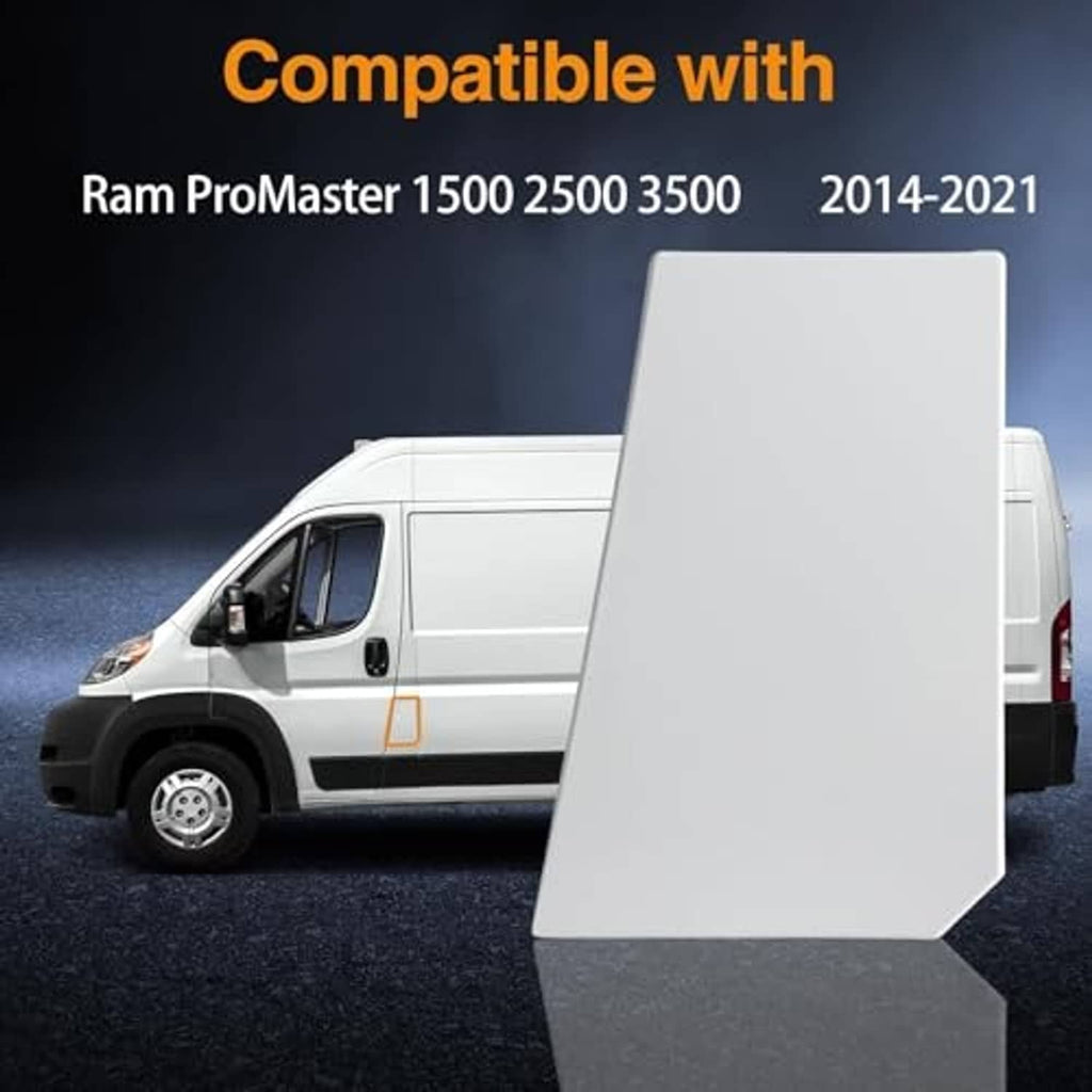 White fuel filler door cap cover, rectangular replacement panel