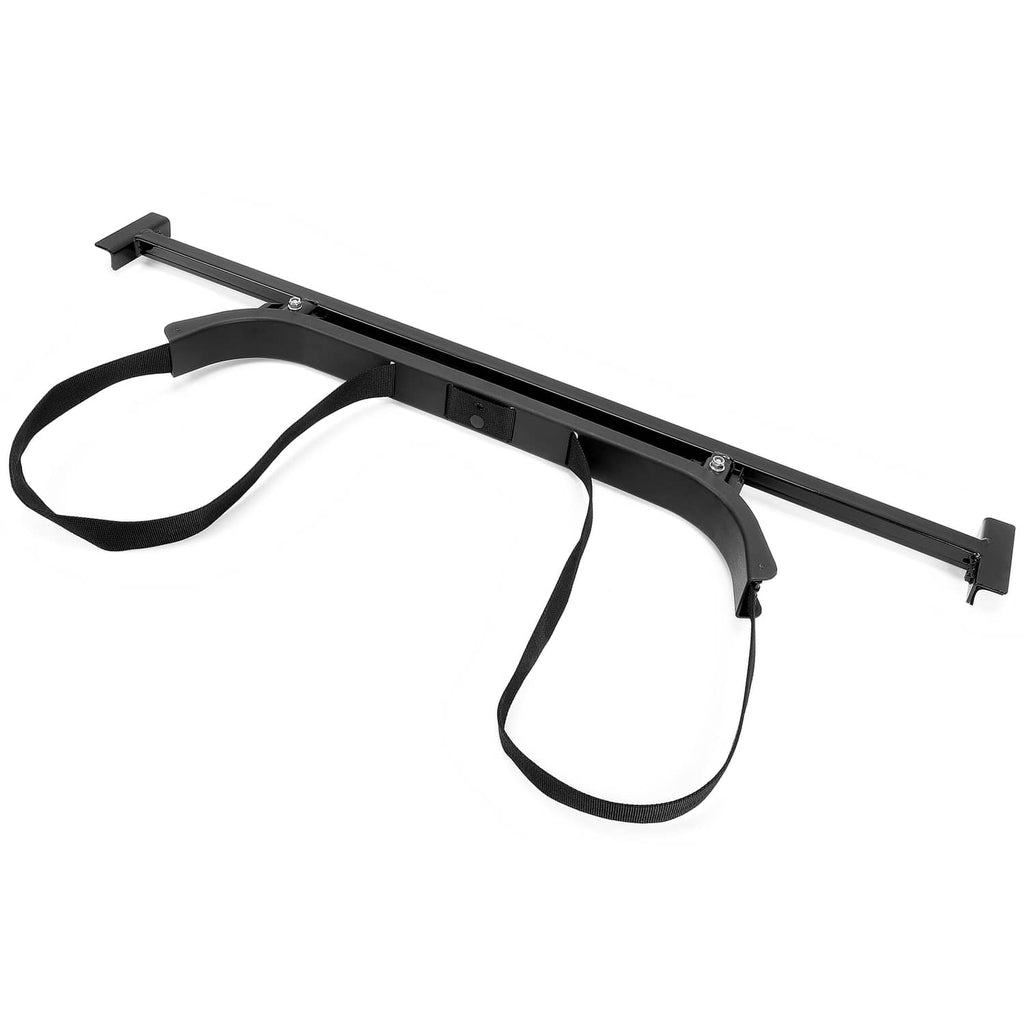 Black metal golf cart bag holder bracket with two securing straps, accessory set