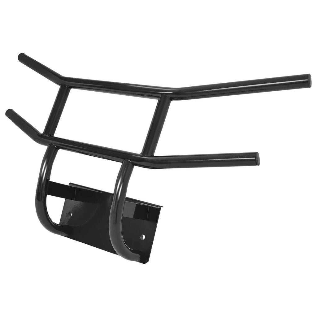 Black bumper brush guard with side guard hoops and front protective plate
