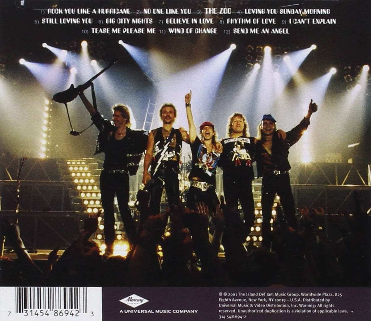 Scorpions Millennium Collection audio CD back with track list and barcode