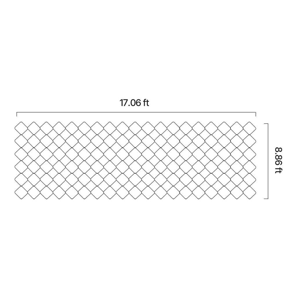Rectangular geocell grid layout outline with measurements for expanded panel size