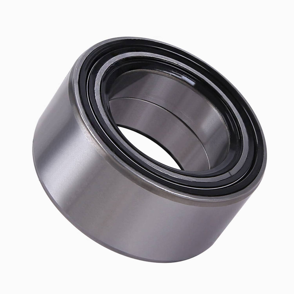 Wheel bearing close-up from side, showing silver housing and black seal contours