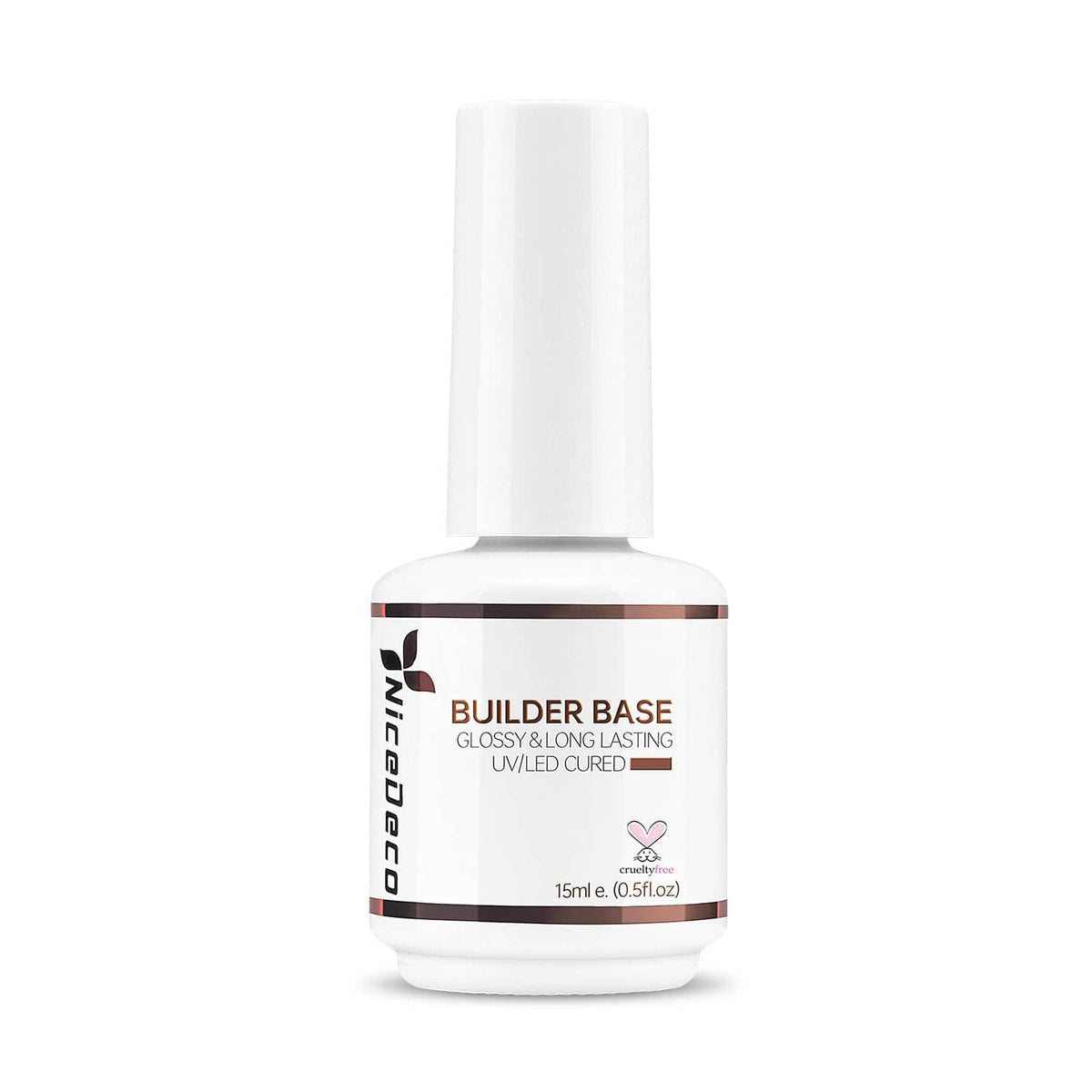 Clear UV/LED builder base nail gel bottle with white cap, 15 ml