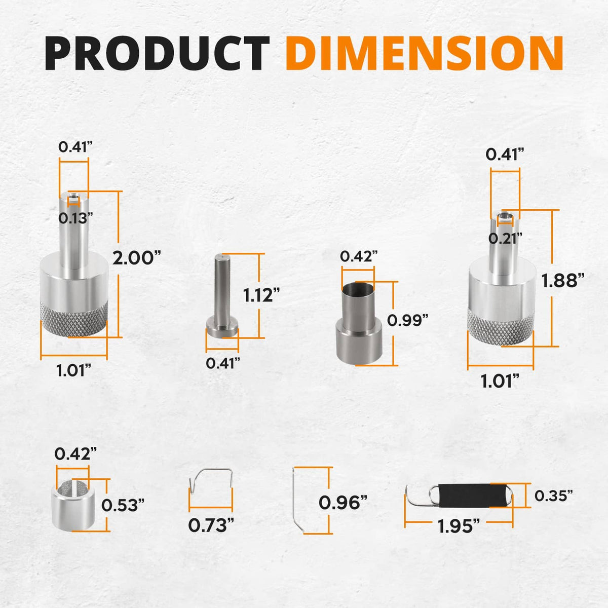 Fuel check valve rebuild installation tools size chart for metal sleeve and pin parts